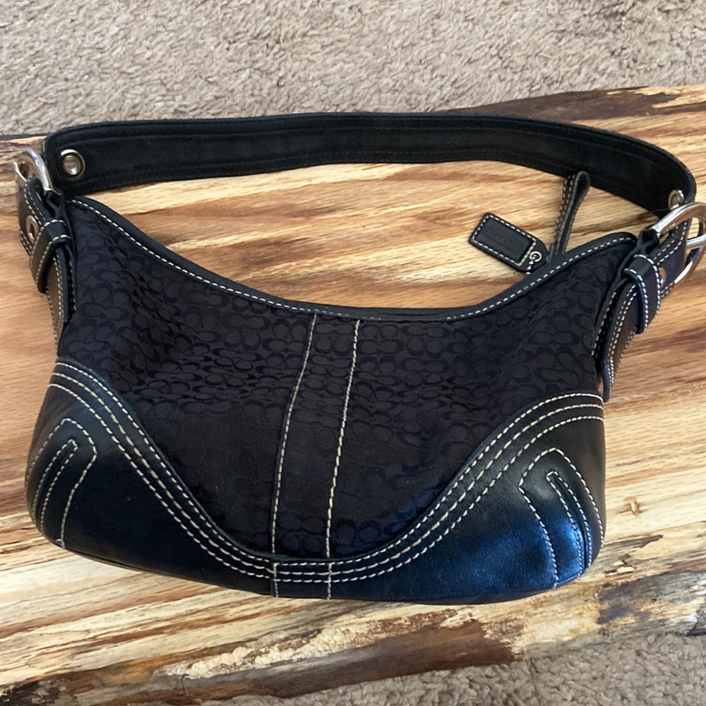 Coach Signature C Black Jacquard & Leather Hobo M052-2154